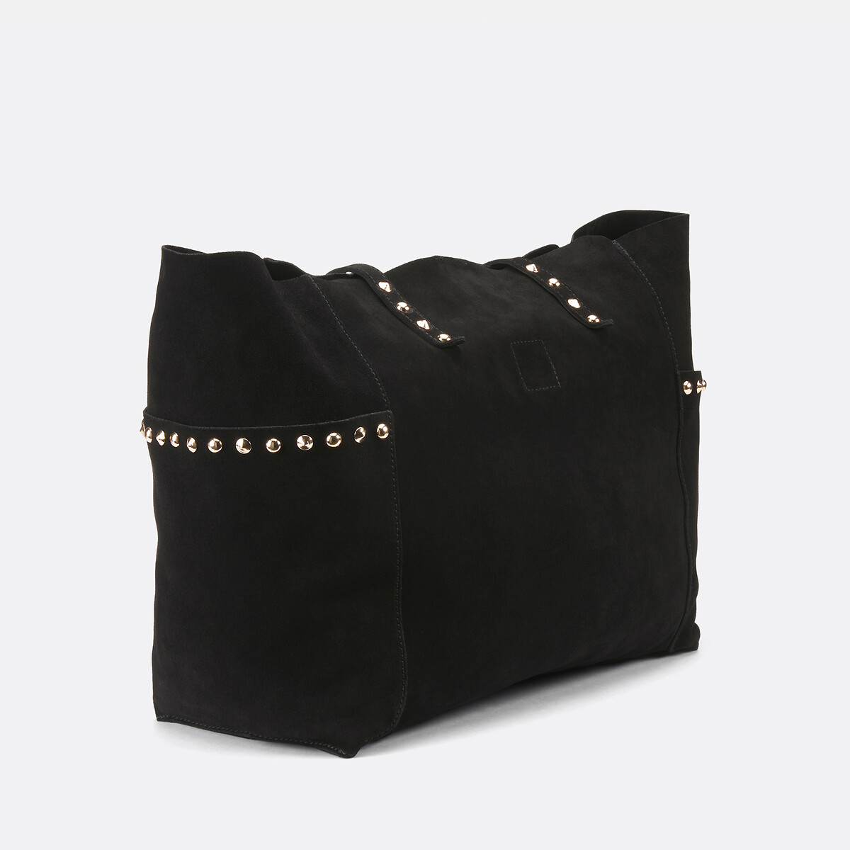 Suede Tote Bag with Leopard Print Pouch black, LA REDOUTE COLLECTIONS
