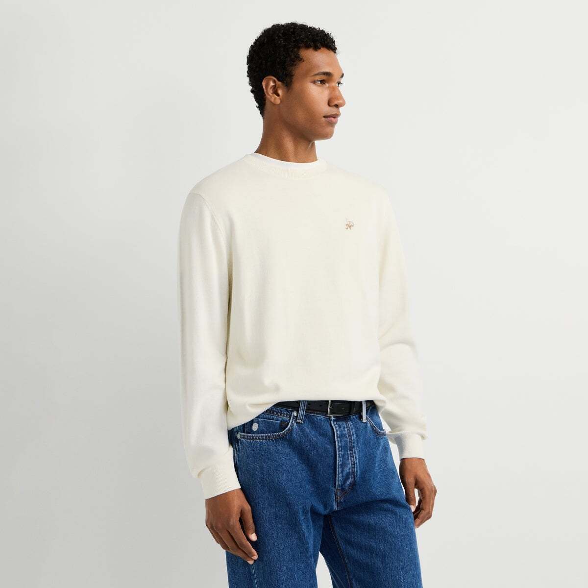 Pull Coupe Regular À Col Rond blanc cassé, PEPE JEANS