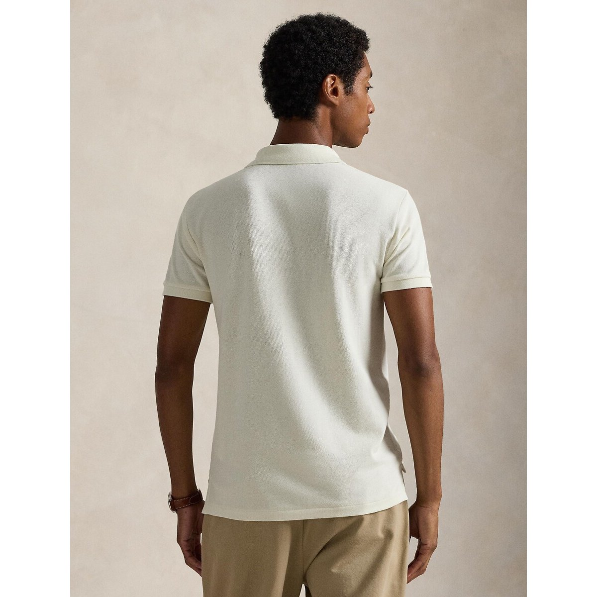 Polo slim en maille piquée crème, POLO RALPH LAUREN
