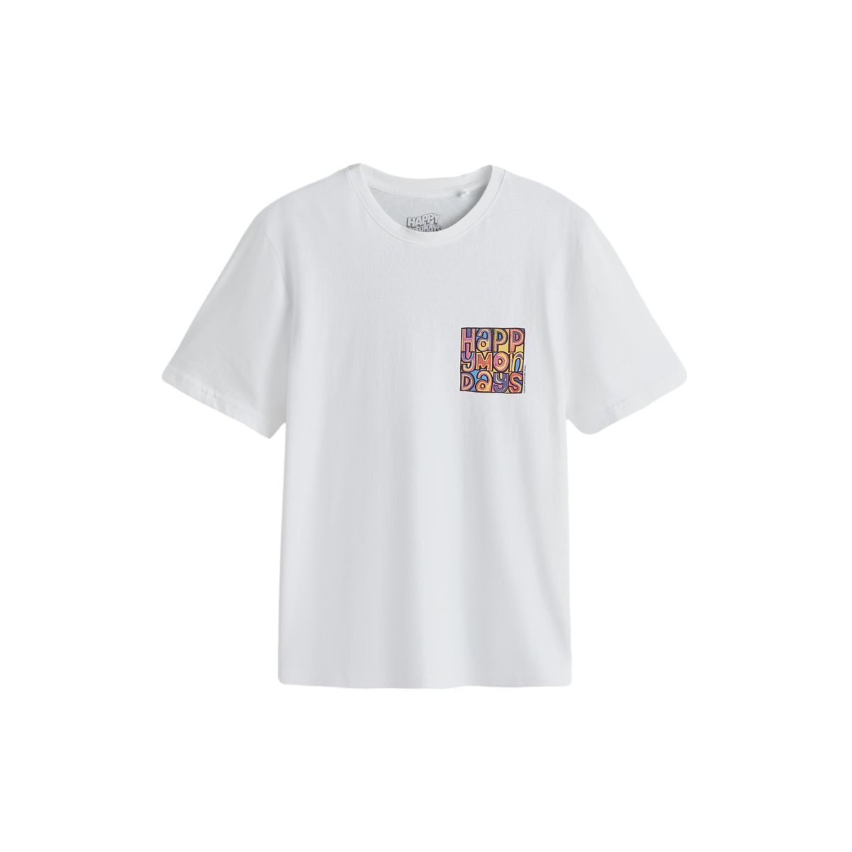 T-shirt à imprimé groupe de musique lundi blanc joyeux, NEXT