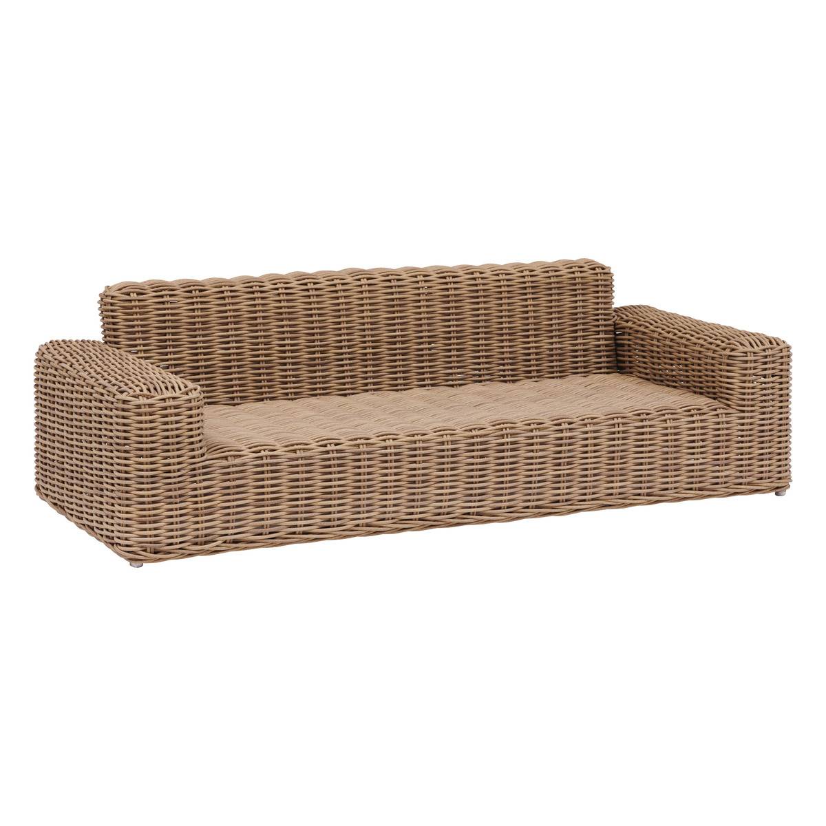 Canapé de jardin 3 places en résine tressée SAVINIA beige, HESPERIDE