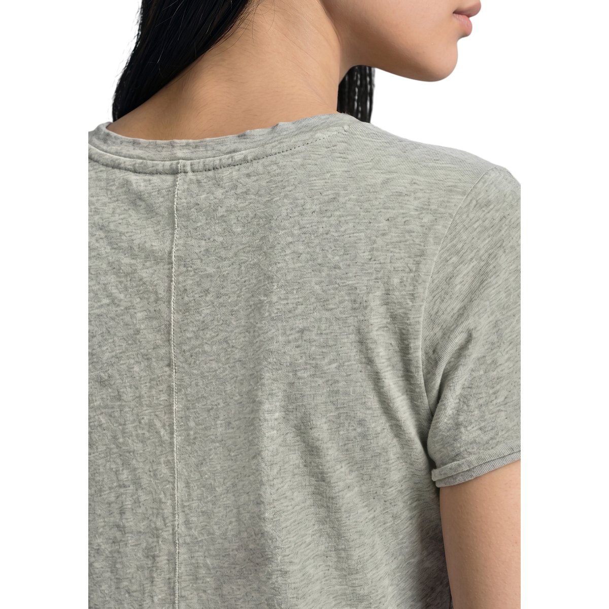 T-shirt classique à encolure en V en Organic Cotton Slub Jersey gris, MARC O’POLO DENIM