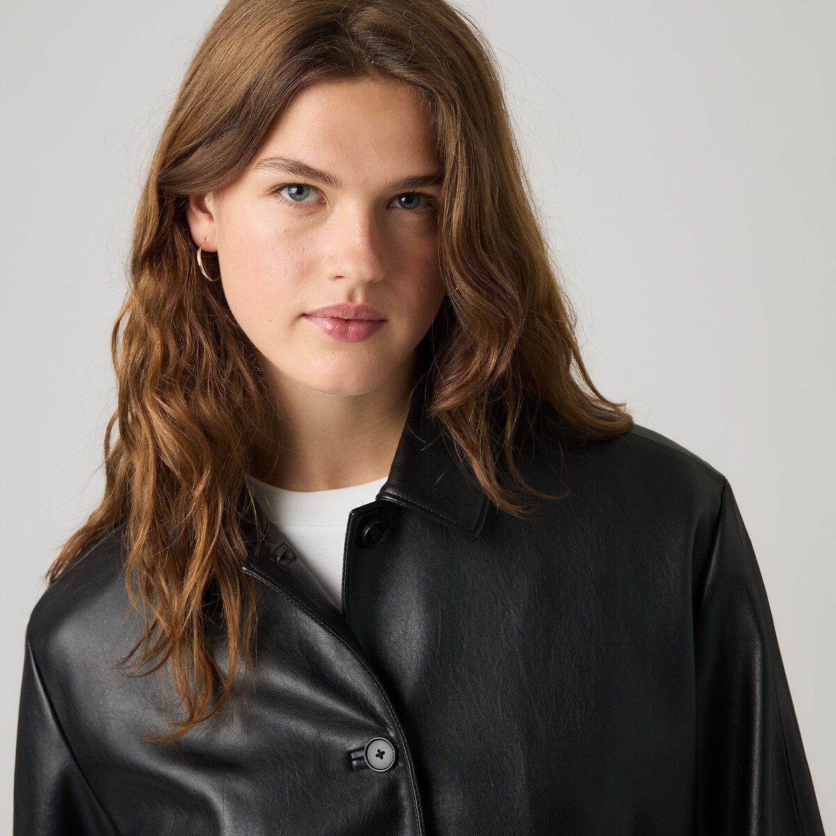 Manteau court boutonné, col polo noir, LEVI'S