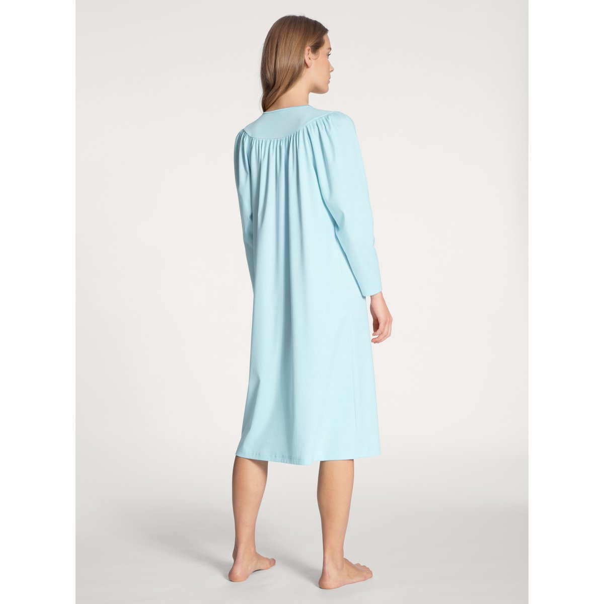 Chemise de nuit, longueur 110 cm manches longues Coton SOFT COTTON bleu clair, CALIDA