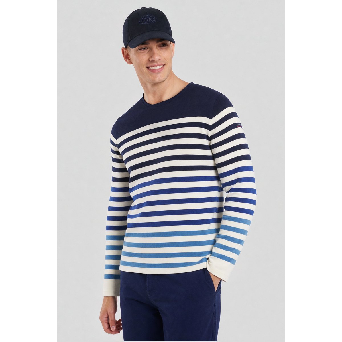 Marinière - coton épais marine deep/ nature/ iris/, ARMOR-LUX