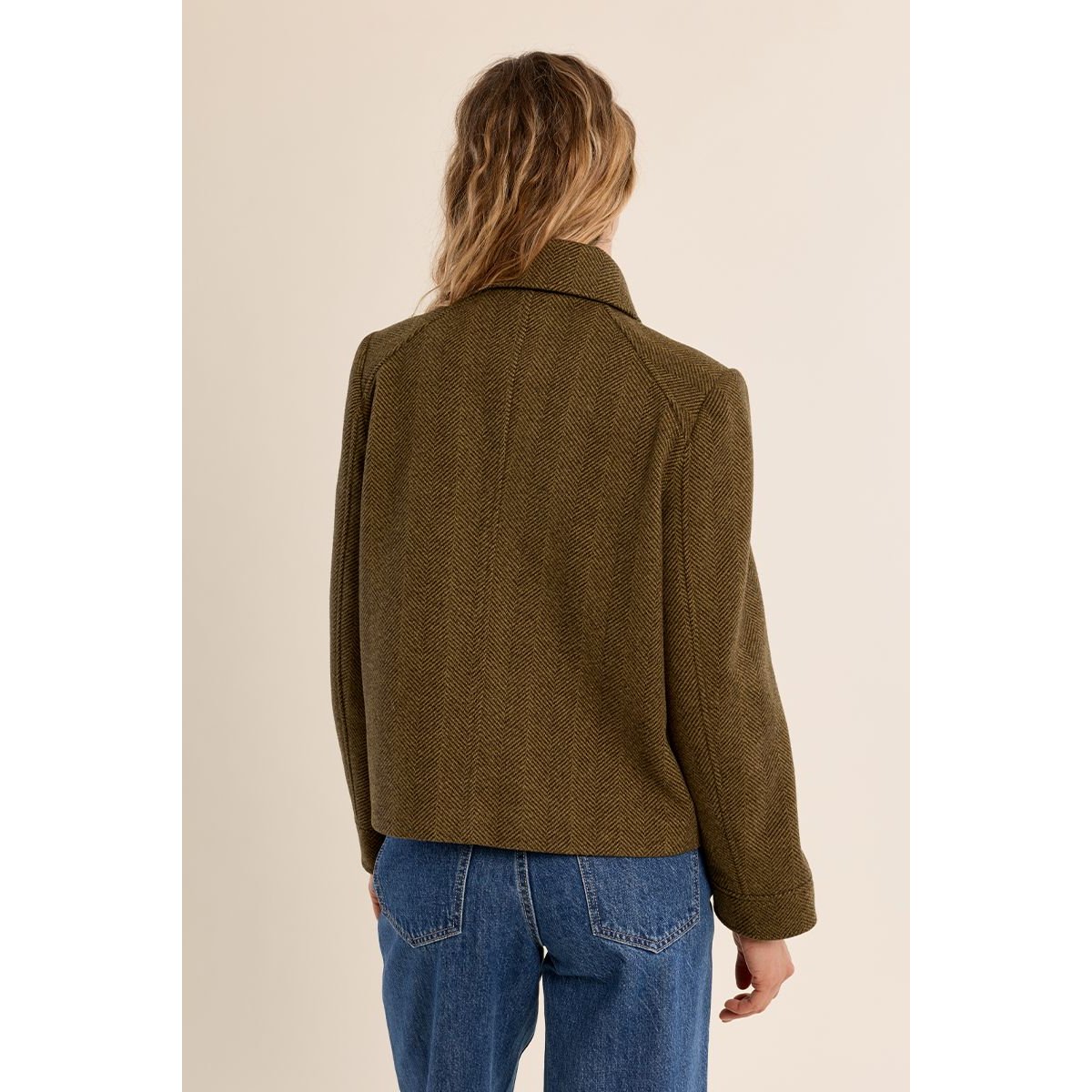 Veste courte à chevrons khaki, MOLLY BRACKEN