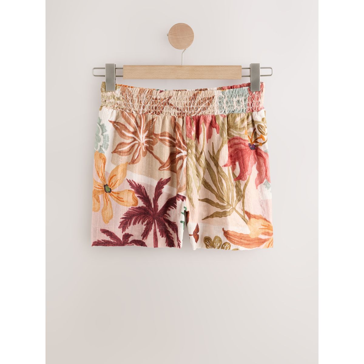Short en jersey froissé avec imprimé palmier rose, NEXT