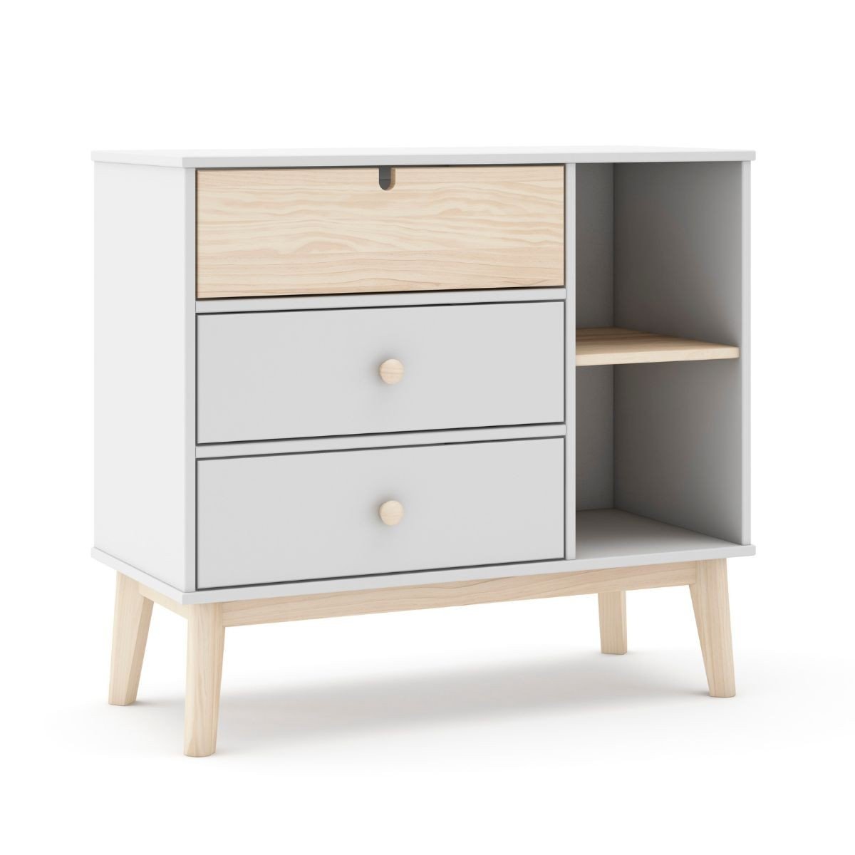 Commode 3 Tiroirs et 2 Niches L90 cm - Estefania blanc, CALICOSY