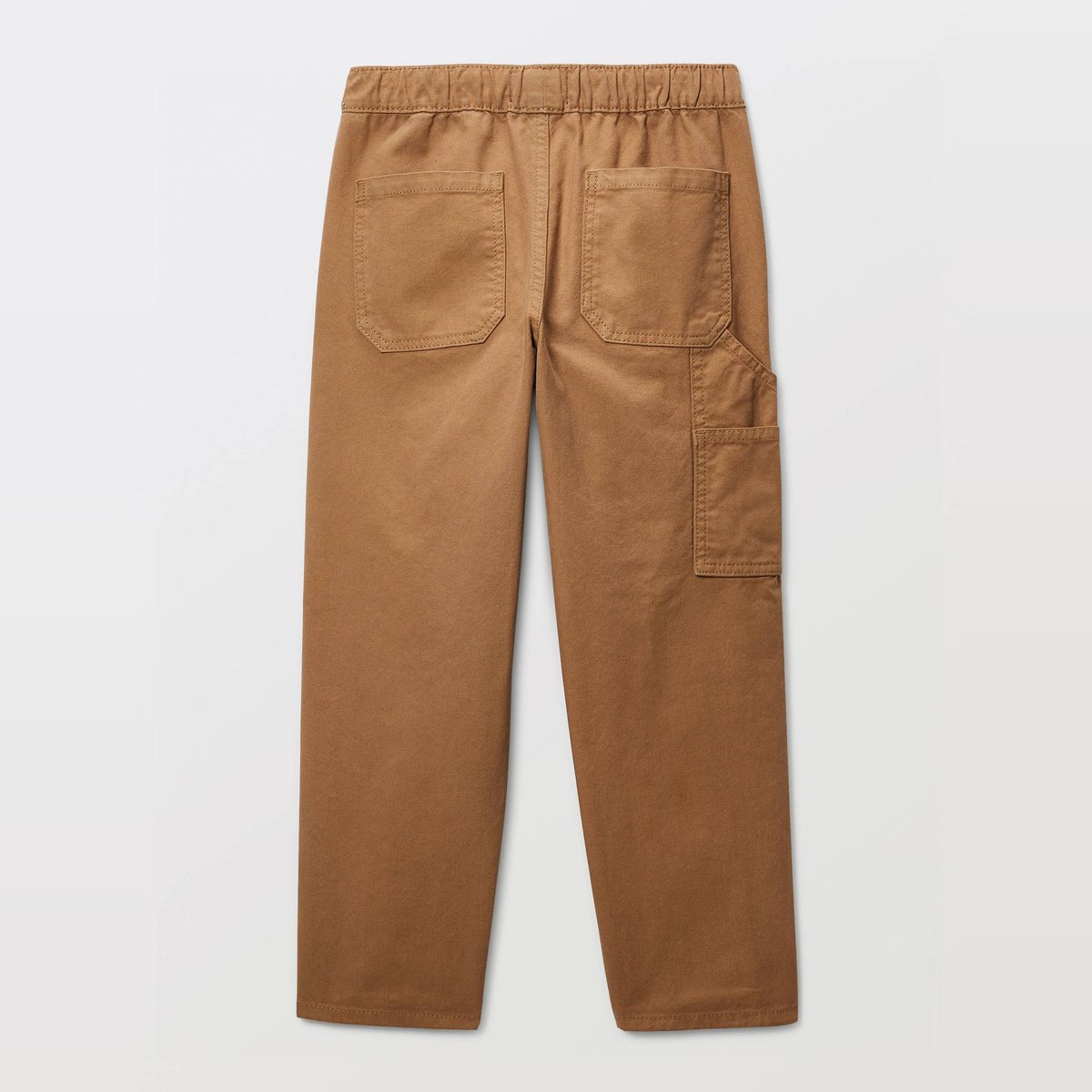 Jean droit taille élastiquée en coton gabardine, MONOPRIX