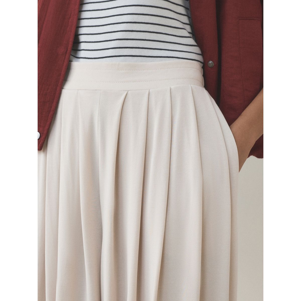 Pantalon bouffant soyeux plissé naturel, NEXT