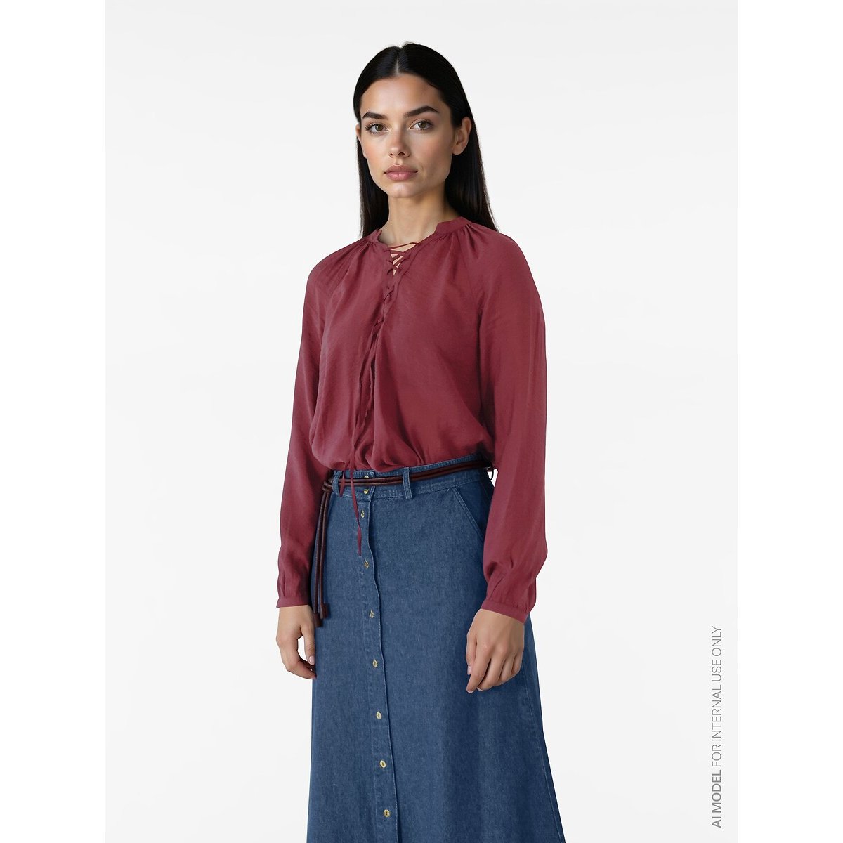 Gonna lunga in denim, con bottoni denim dark blue, VILA