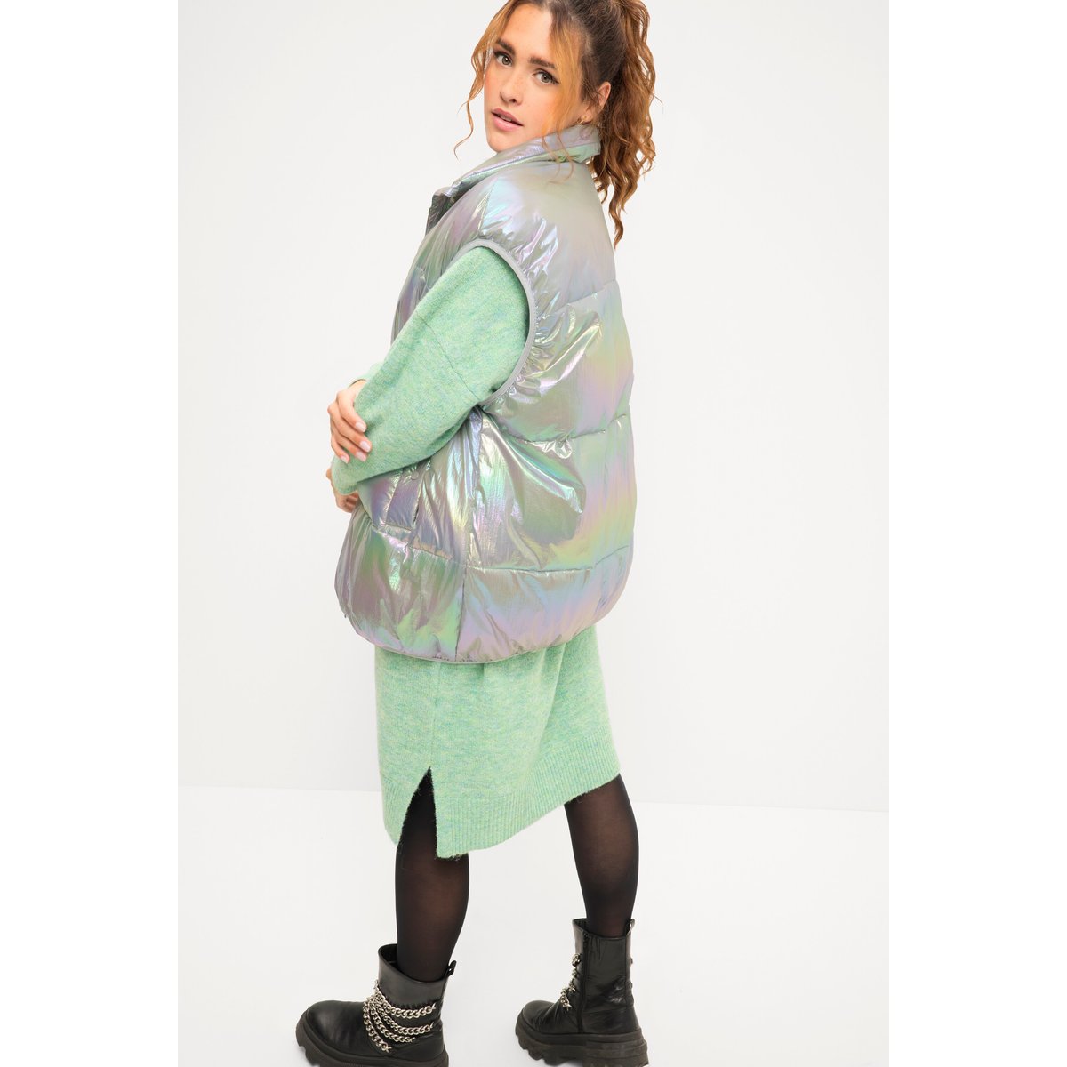 Gilet matelassé oversize mélange d’argent, STUDIO UNTOLD