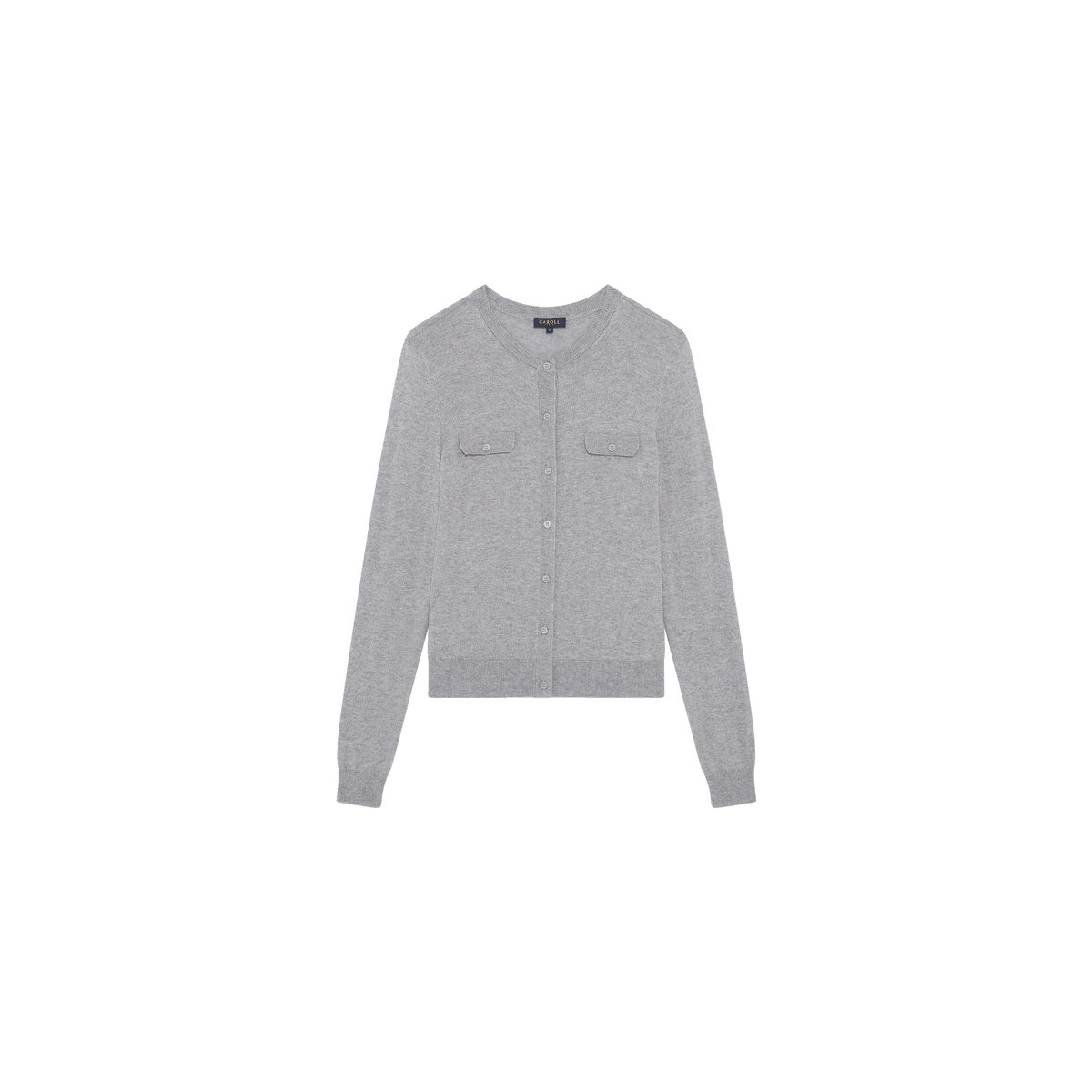 Gilet droit col rond laine MCAROLA gris, CAROLL