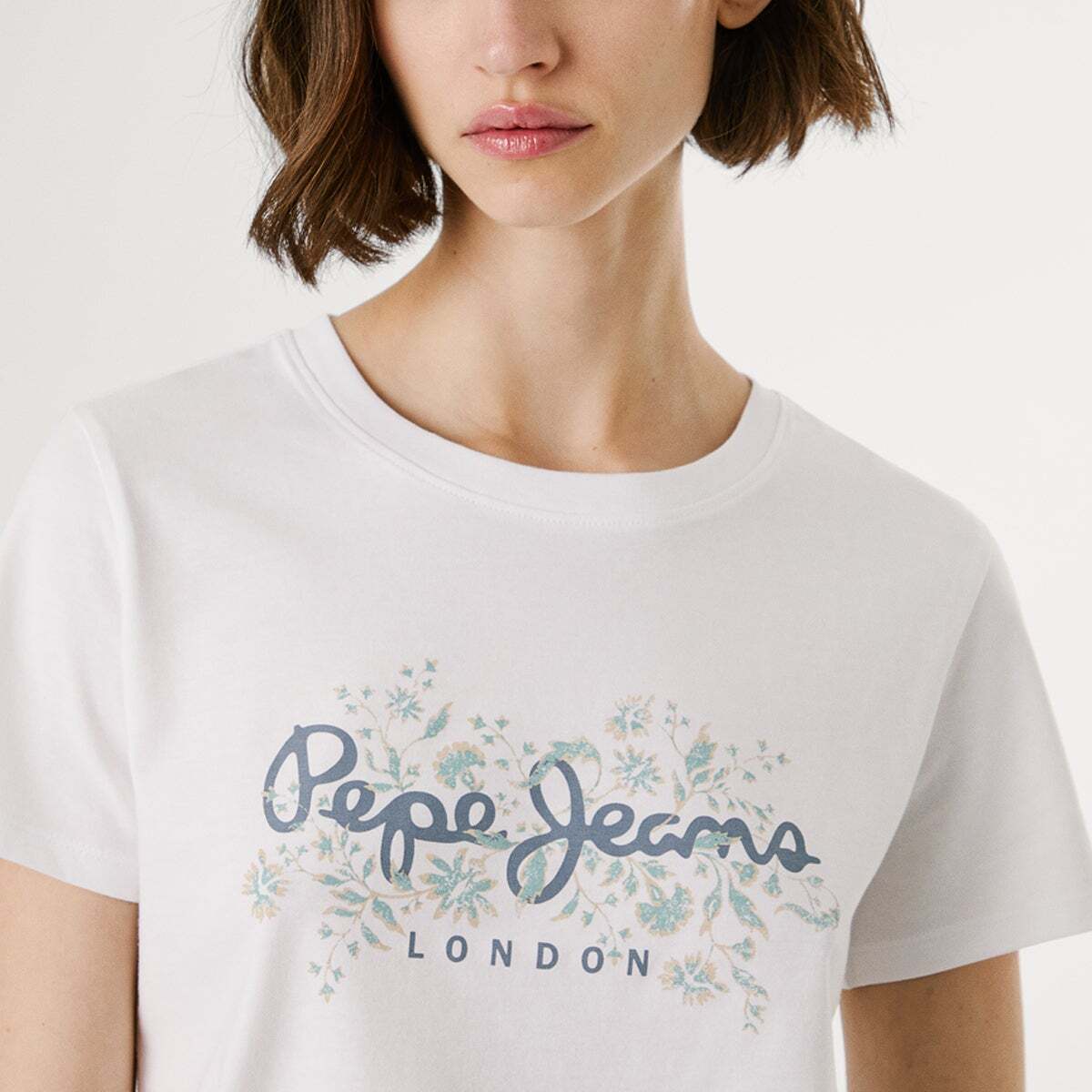 T-Shirt Coupe Regular À Logo Fleuri blanc, PEPE JEANS