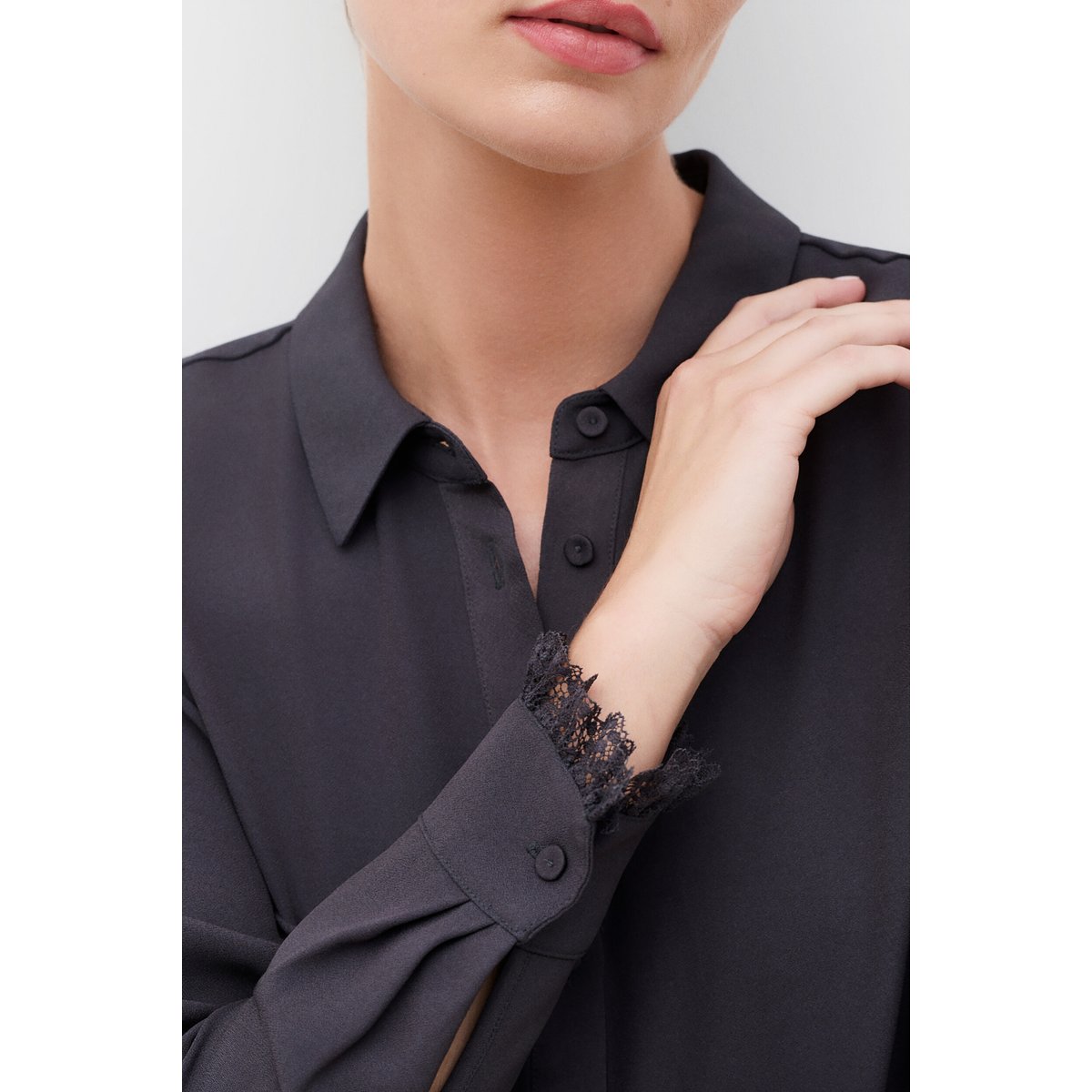 Chemise droite satinée CELEBRITY gris, CAROLL