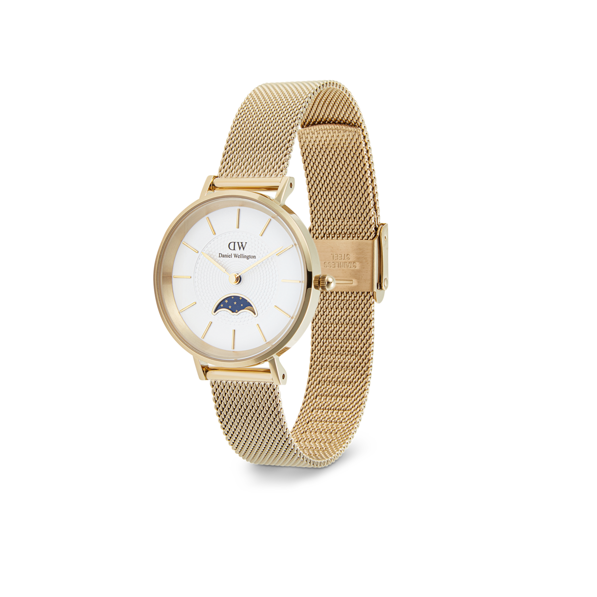 Montre Analogique PETITE MOONPHASE doré blanc doré, DANIEL WELLINGTON