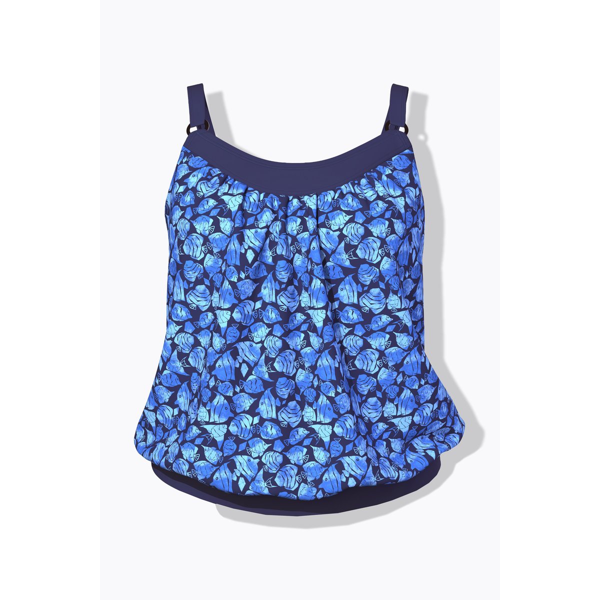 Tankini à bonnets souples. Motif poissons. marine, ULLA POPKEN