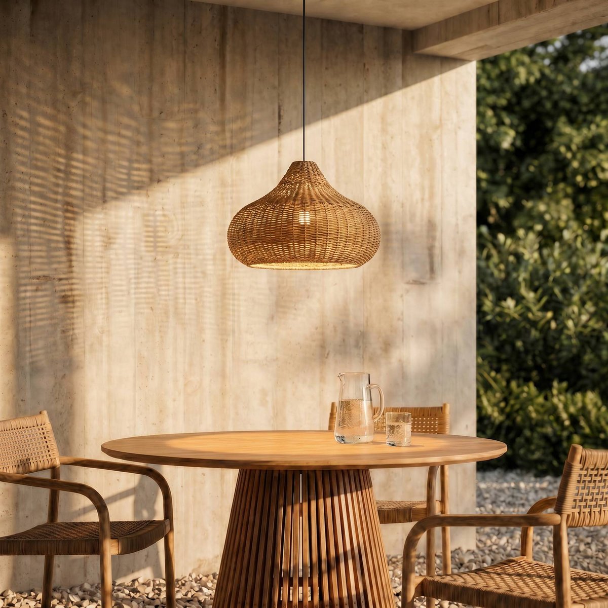 Luminaire extérieur en bois traditionnel beige, noir, LUCANDE