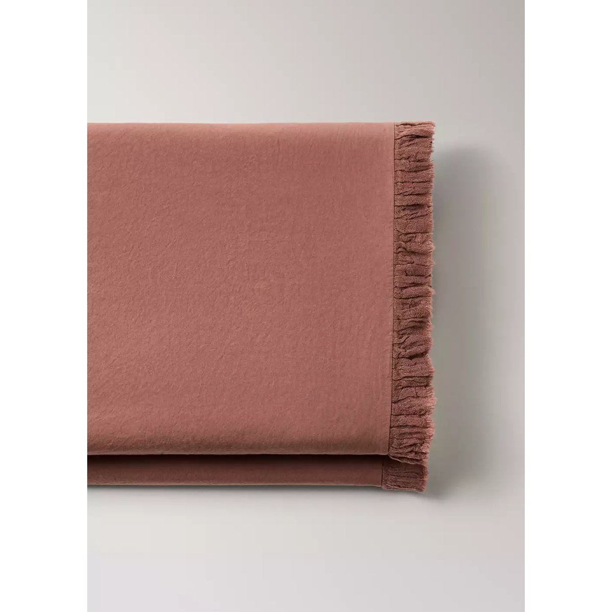 Drap plat coton lavé volant en gaze effiloché 160 x 280 cm rose géranium, MANGO HOME