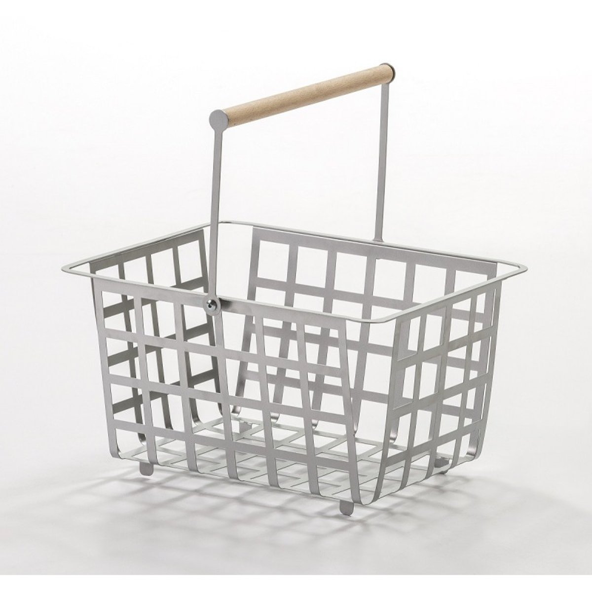 Set de 2 semi grands paniers avec poignée en bois, ZESTA. gris, DON HIERRO