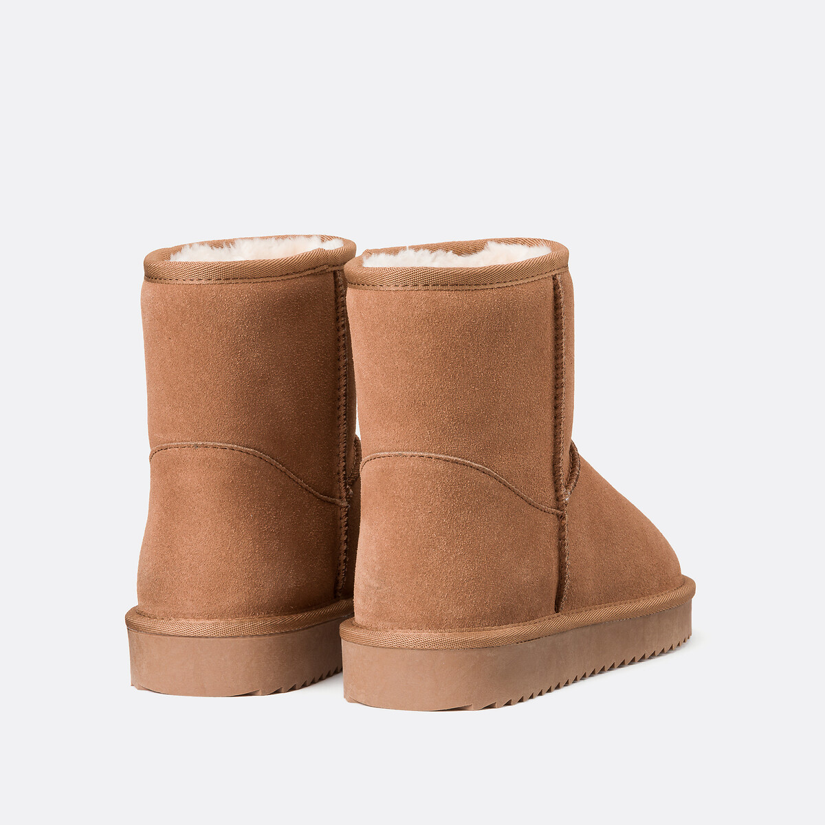 Boots fourrées en cuir camel, LA REDOUTE COLLECTIONS