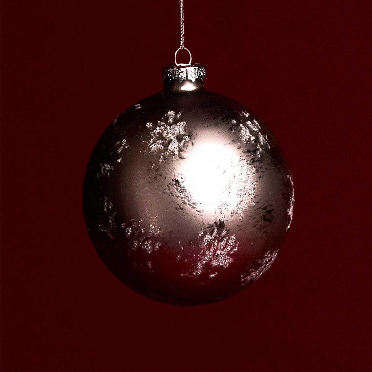 Boule de noël pailletée et mat en verre D10 violet, SIA DECO