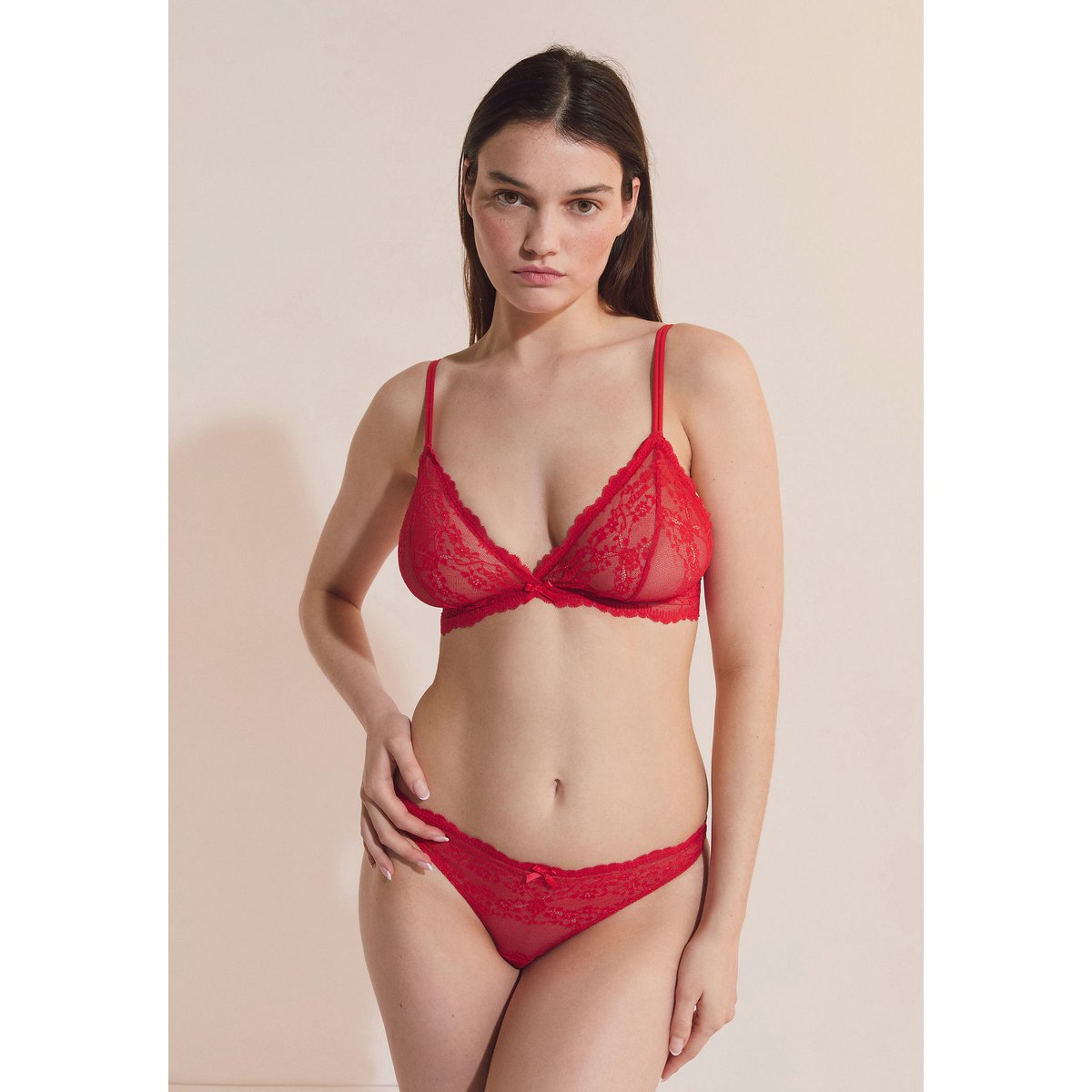 Soutien-gorge triangle en dentelle JETAM rouge, ETAM