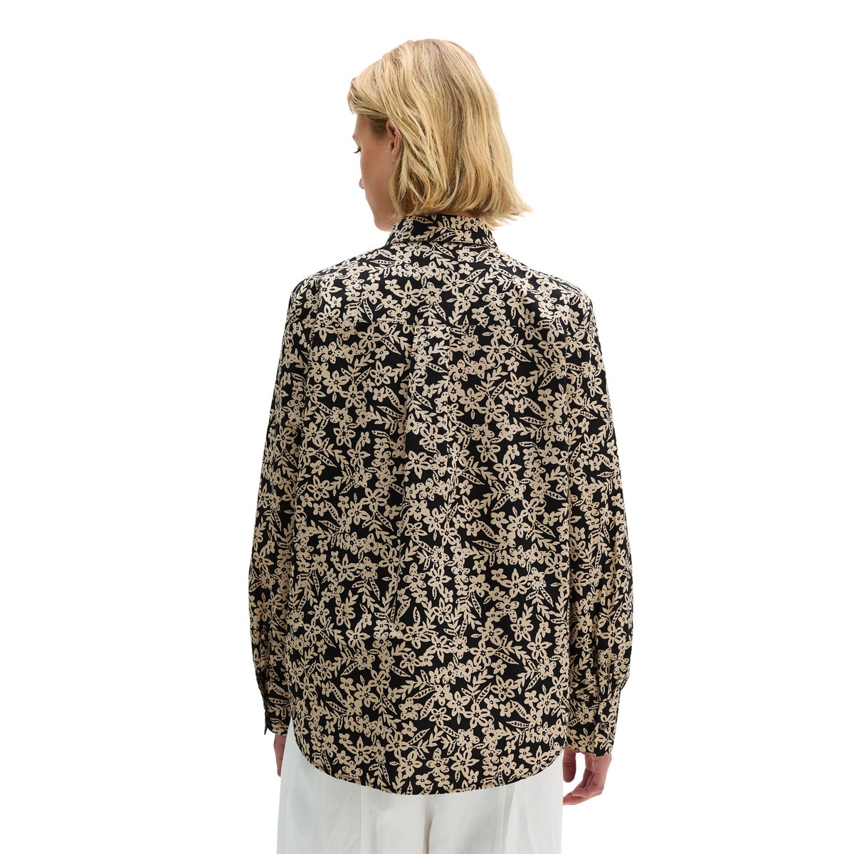 Blouse imprimée regular en popeline légère Papertouch noir, MARC O'POLO