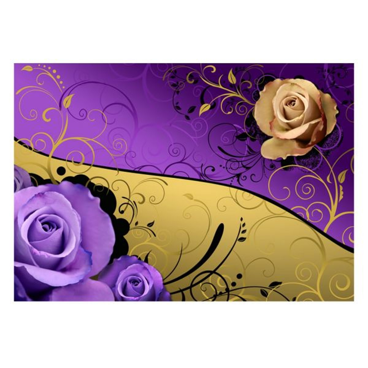 Papier peint intissé panoramique Fleurs Double elegance violet, EDEN