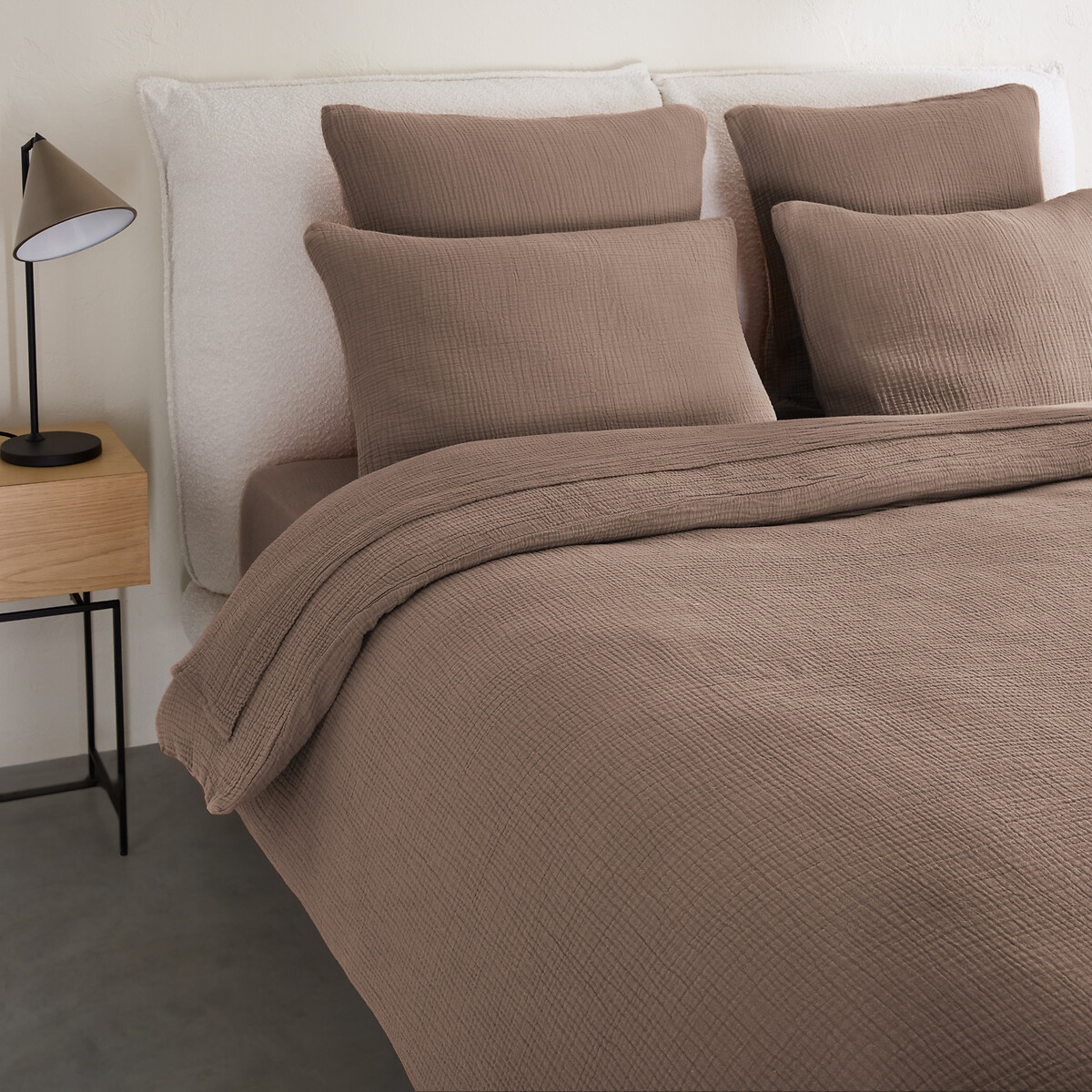 Housse de couette gaze de coton issu de l'agriculture biologique, YAFA taupe, AM.PM
