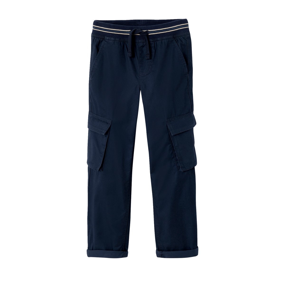 Pantalon cargo droit MorphologiK tour de hanches fin bleu nuit, VERTBAUDET