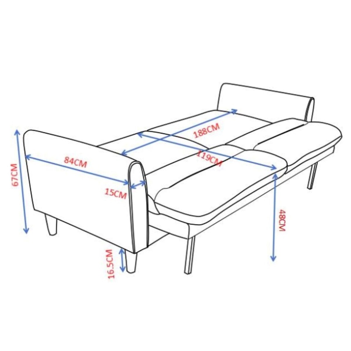 Finley Chenille Click Clack Sofabed denim, SO'HOME