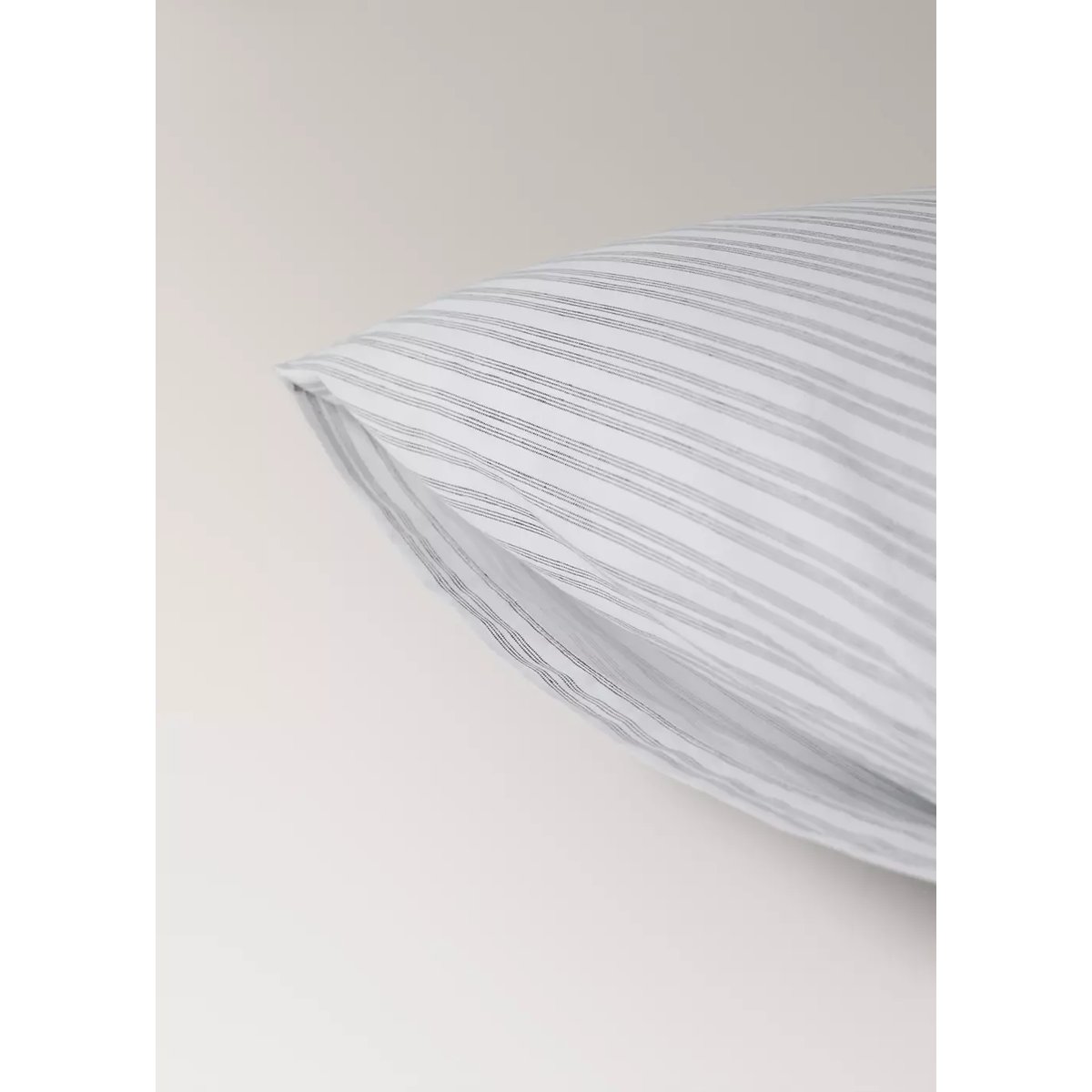 Deux taies d'oreiller percale à rayures 50x75 cm gris, MANGO HOME