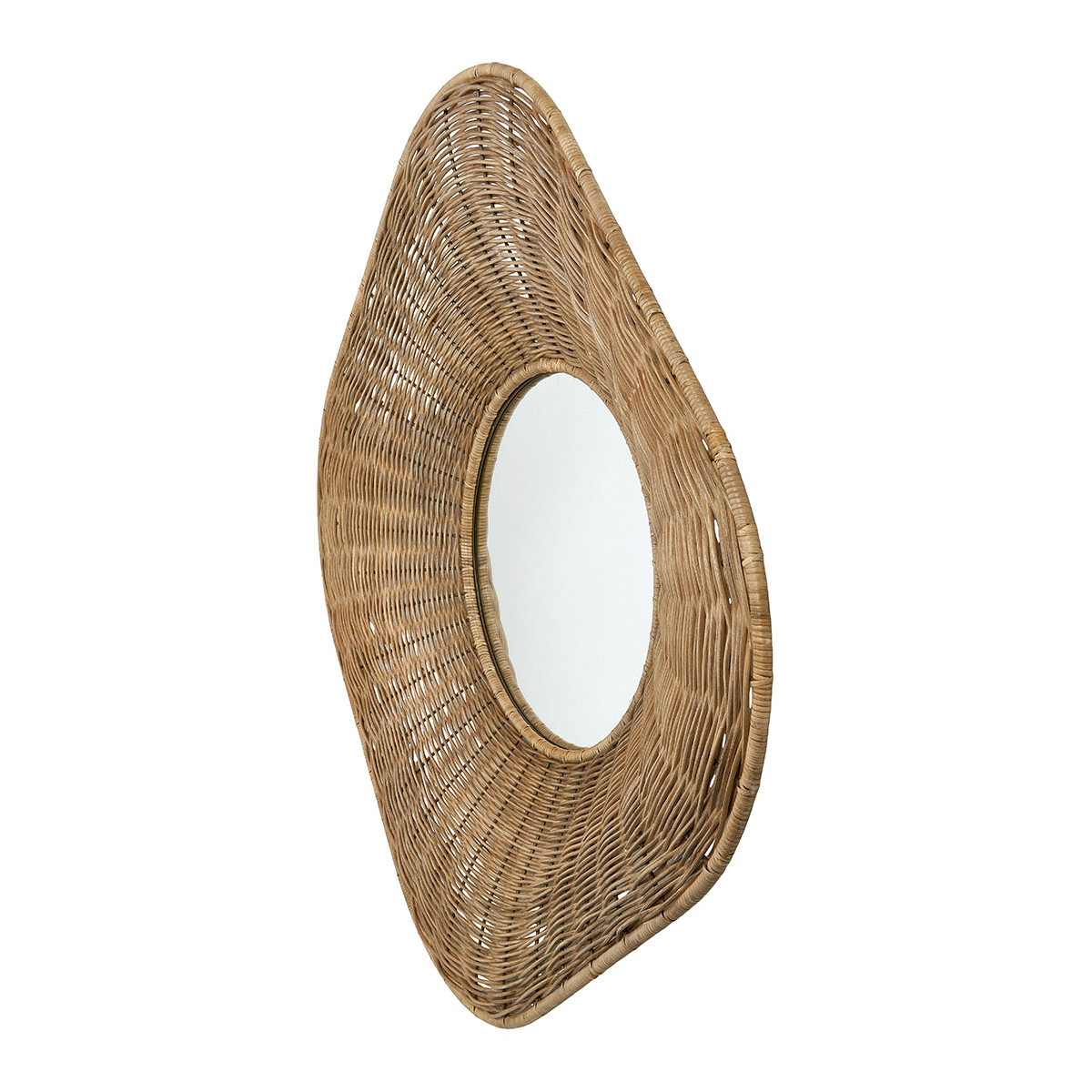 Miroir ISIS rotin et métal naturel, BLANC D’IVOIRE
