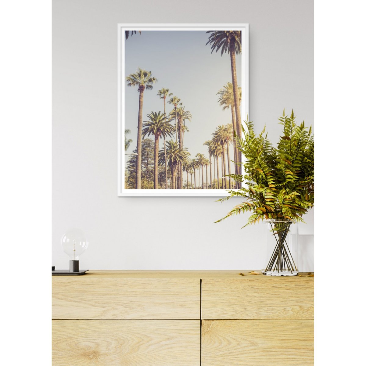 Poster Palmiers de Beverly Hills blanc, L'AFFICHERIE