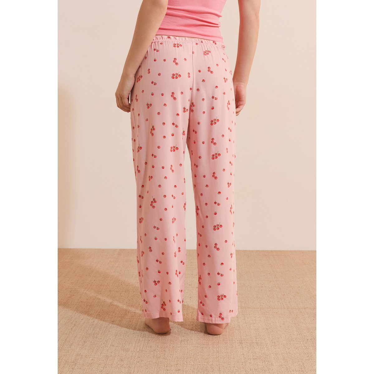 Pantalon de pyjama 7/8 à motifs tomates avec noeuds côté TIMI rose bonbon, ETAM