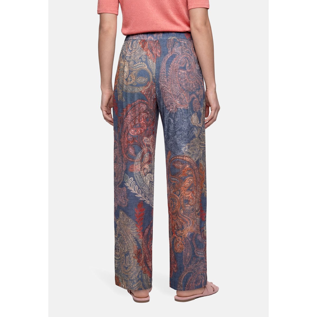 Pantalon Marlene à taille élastique bleu/rouge, BETTY BARCLAY