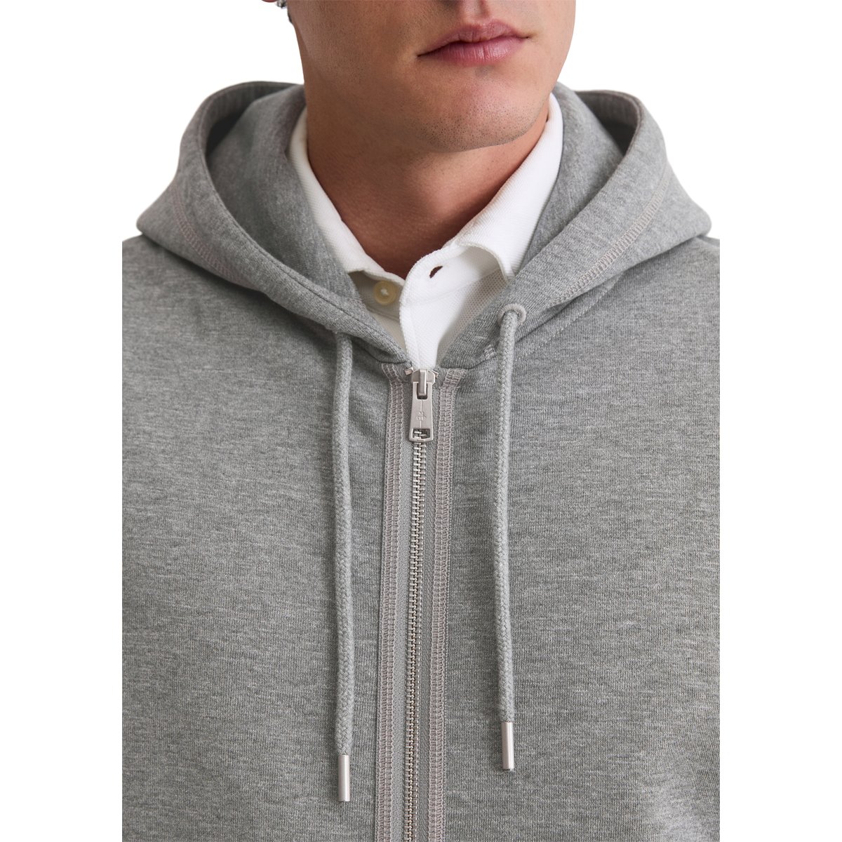 Sweat à capuche DfC regular en sweat doux en coton bio gris, MARC O'POLO