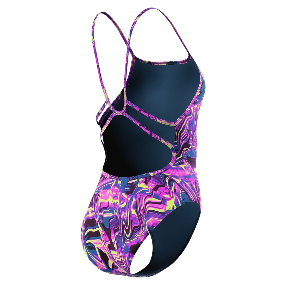 Maillot de bain 1 pièce dos à sangles fines motif/style tourbillon rose, SPEEDO