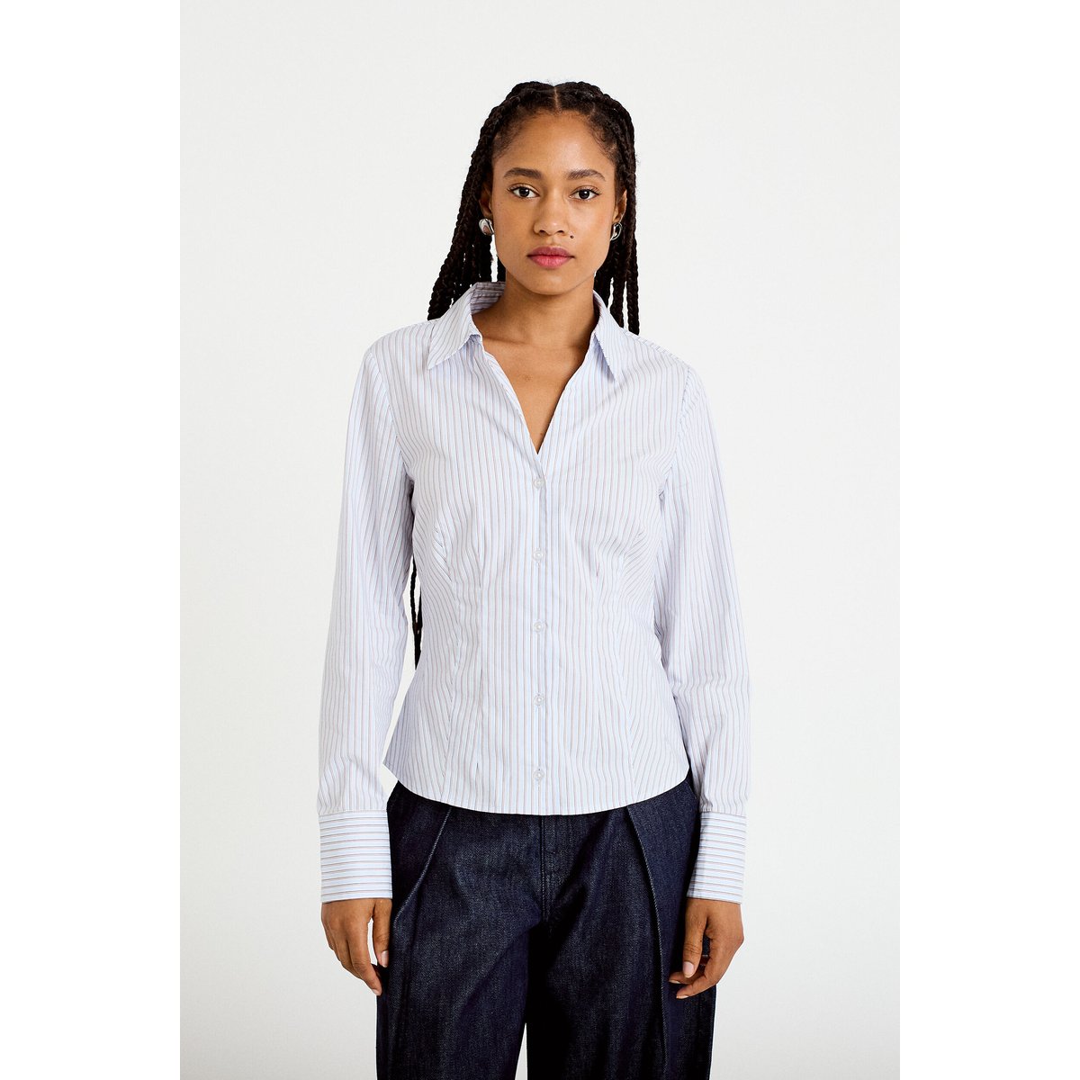 Chemise ajustée manches longues bleu, CACHE CACHE