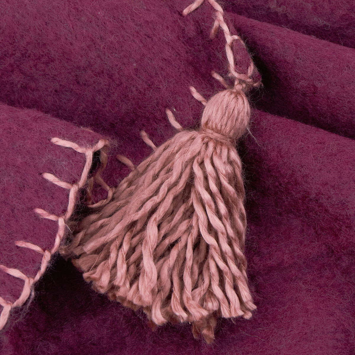 Lowen Wool  Blend Brushed Throw berry, YARD
