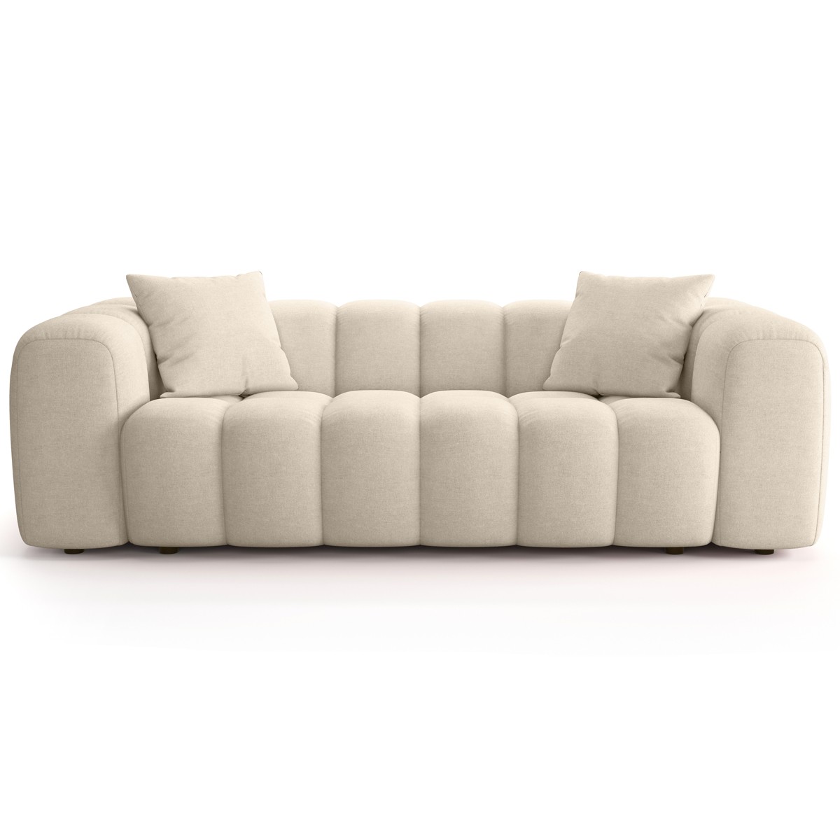Canapé droit 3 places en tissu chenille - NUVOLA beige, HOMIFAB