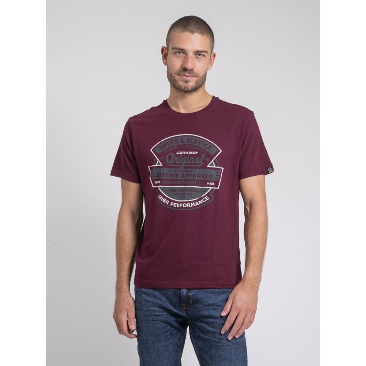 T-shirt Col Rond Pur Coton Jirobin violet, RITCHIE