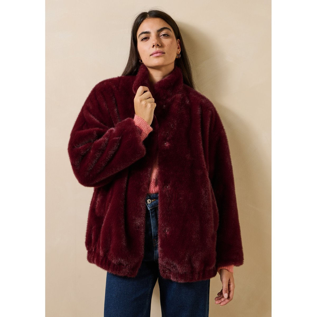 Blouson bomber oversize framboise, LA FEE MARABOUTEE