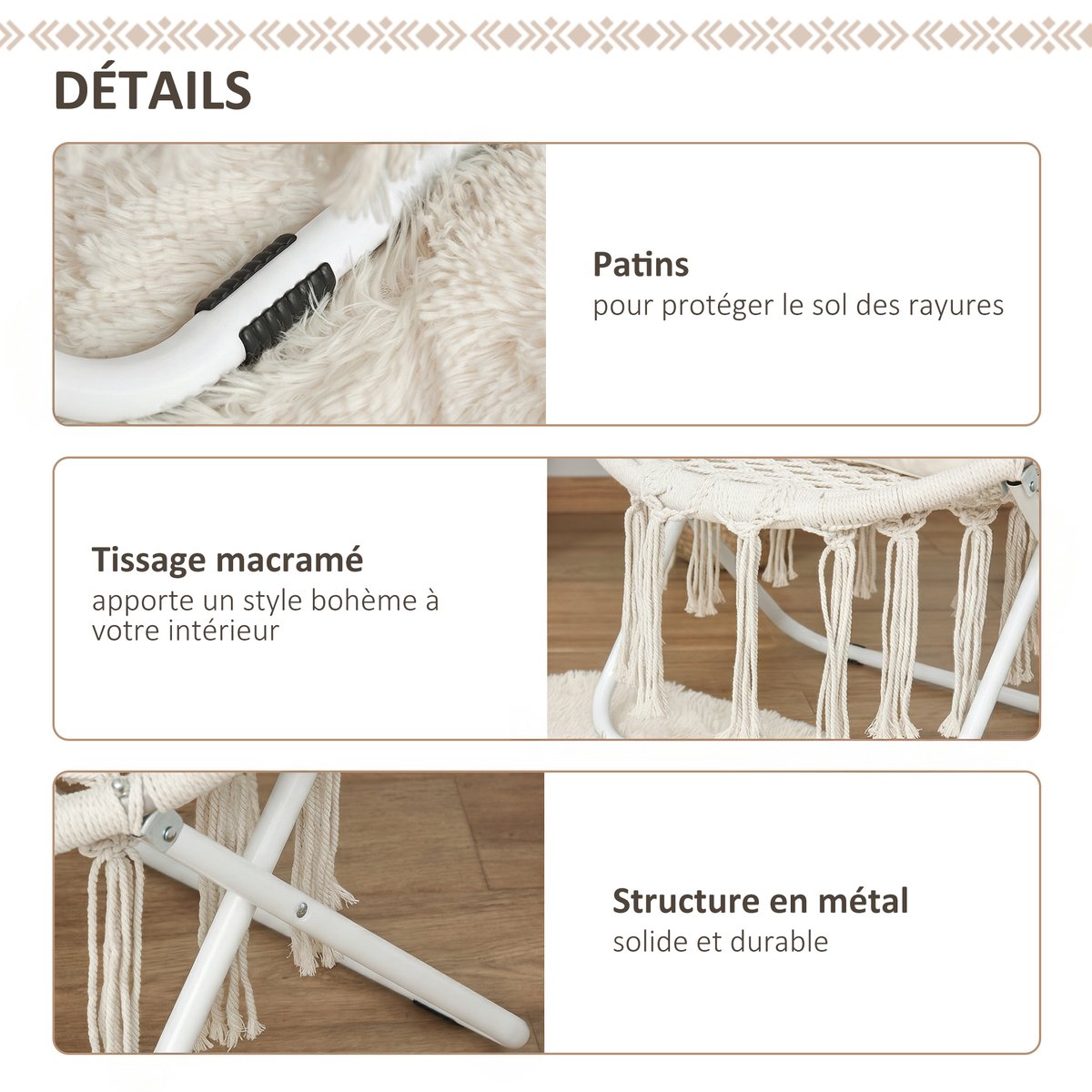 Chaise Moon Coton Beige beige, OUTSUNNY