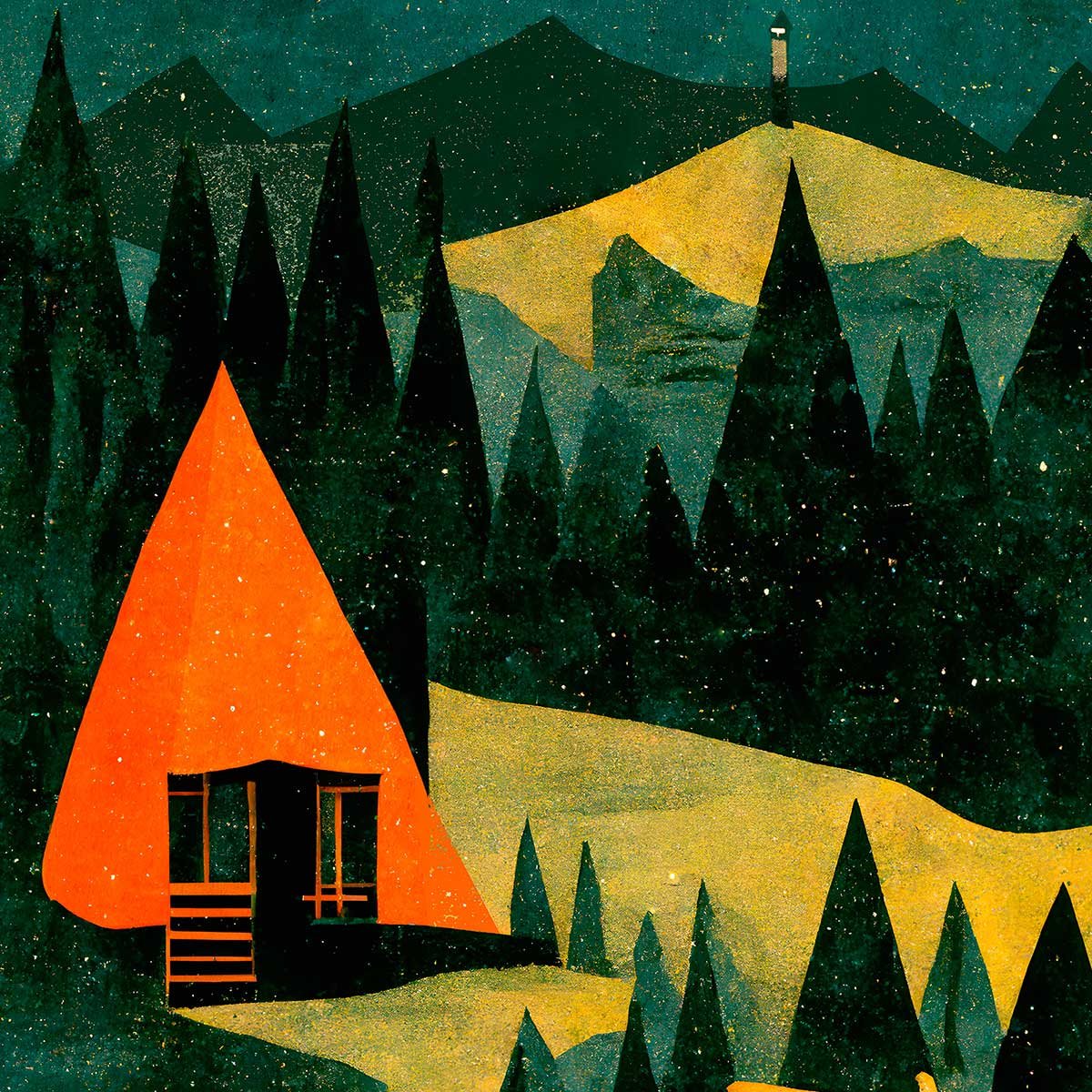 Affiche enfant cabane dans la forêt affiche seule, HEXOA