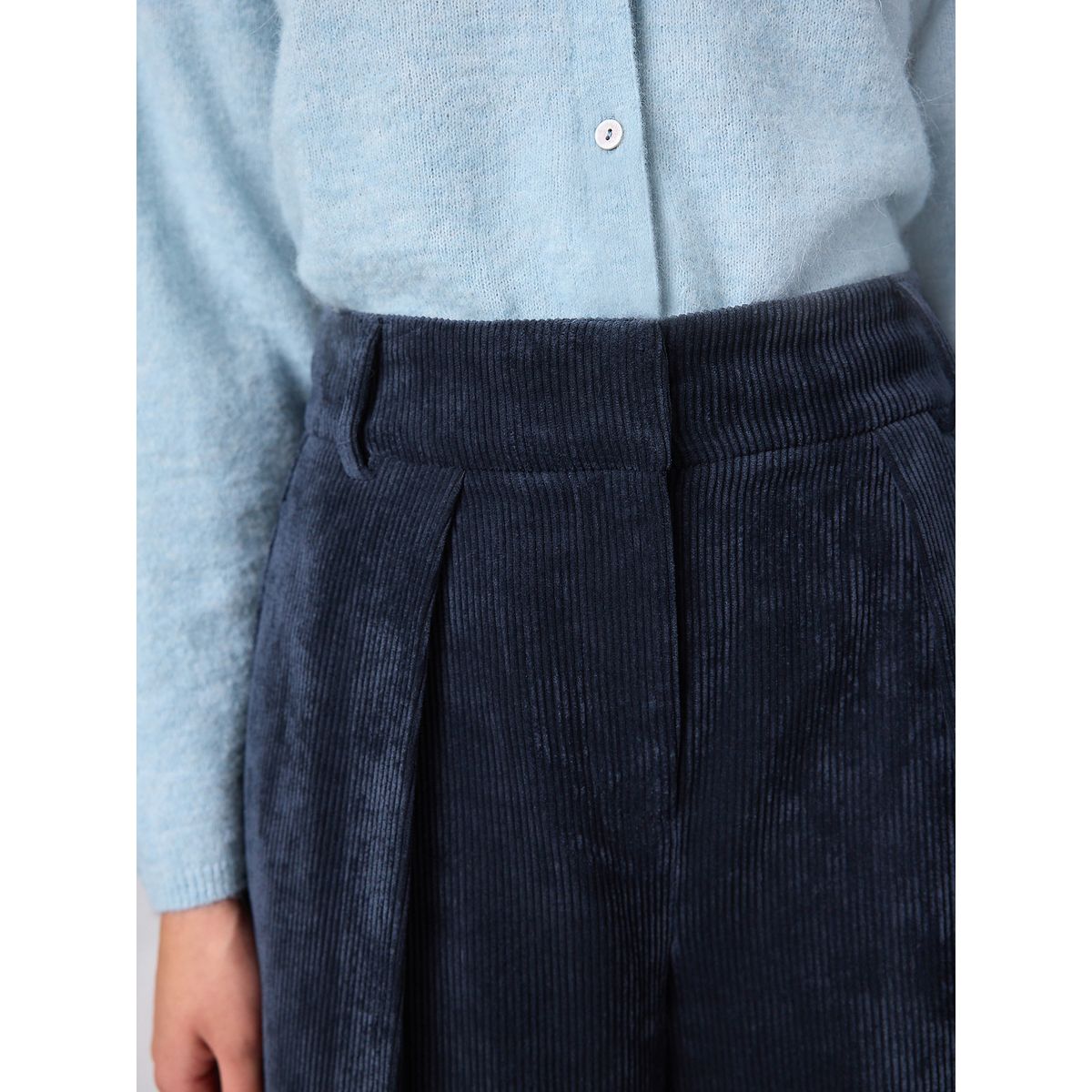 Pantalon large en velours côtelé bleu marine, NEXT