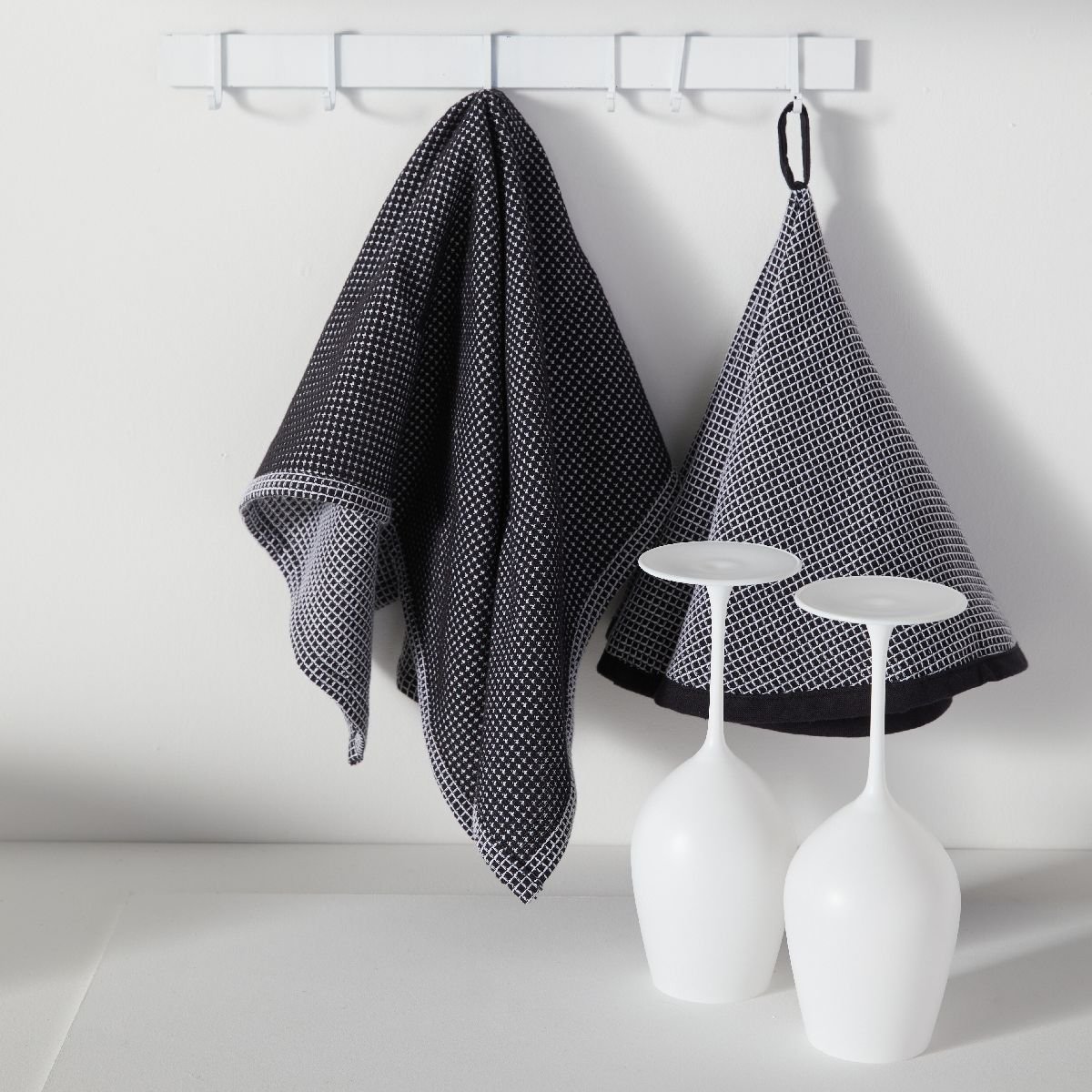 Torchon vaisselle rond coton KITCHEN noir, UTILITY