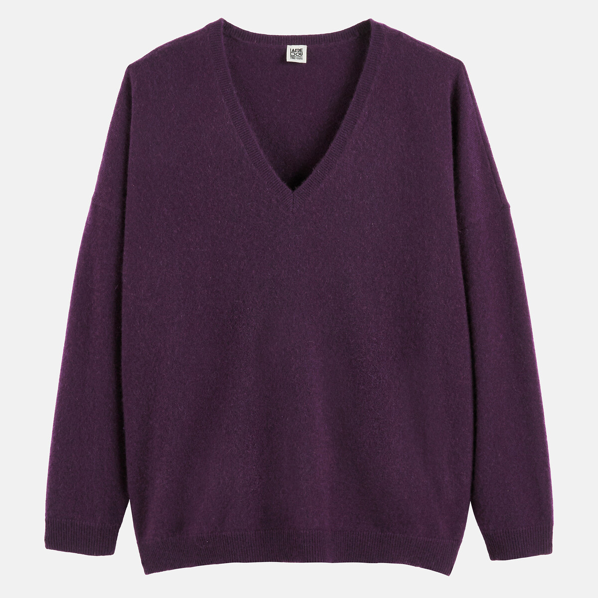 Pull col V en cachemire, oversize violet foncé, LA REDOUTE COLLECTIONS