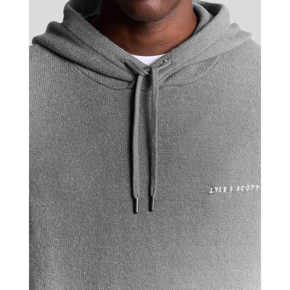 Sweat à capuche en maille gris moyen chiné, LYLE & SCOTT